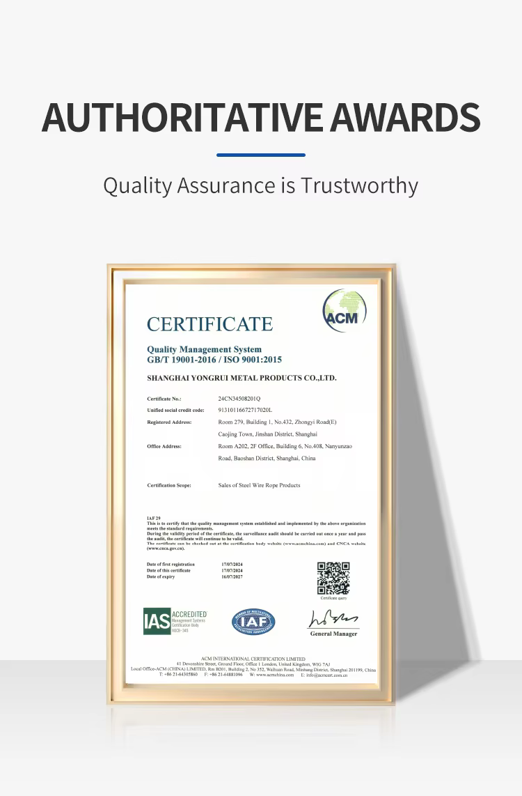 ISO 9001:2015 Certificate — Shanghai Yongrui Metal Products Co., Ltd.